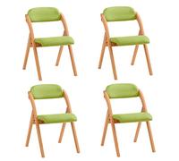 SoBuy Chaise Salle à Manger Lot de 4 Chaise Pliante Bois Rembourrée Ergonomique - Chaise de Cuisine et de Bureau Compacte pour Salle à Manger ou Salon, pour Petits Espaces Vert FST92-GRx4