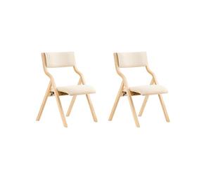 SoBuy Chaises Pliantes Tapissées Lot de 2 en Bois, montées, 48x80x54cm | Chaise de Réunion en Bois ergonomique & pliante, housses amovibles, charge 90 kg, bouleau, bureau & balcon, FST40-Wx2