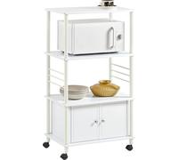 SoBuy Chariot de cuisine | Armoire de cuisine | Blanc | Roulettes