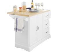 SoBuy Chariot de cuisine Armoire de cuisine Chariot de service Sideboard avec plan de travail extensible FKW41-WN