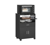 SoBuy Chariot de cuisine FSB09 – armoire à micro-ondes, chariot à boissons, toboggan noir
