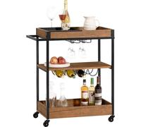 SoBuy Chariot de cuisine - Chariot de rangement - Chariot avec 3 étagères pour la cuisine, la salle à manger, le salon - Chariot de service avec plateau amovible