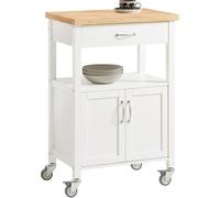 SoBuy Chariot de cuisine - Rangement - Roues - Bureau - Vaisselle - Blanc