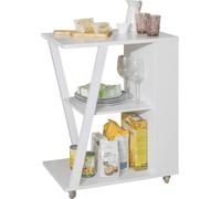 SoBuy Chariot de cuisine - Roues - Chariot de service - Chariot de cuisine moderne - Blanc 60x77x38cm
