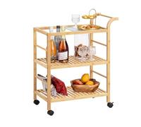 SoBuy Chariot de Service à roulettes, Desserte de Cuisine Roulante, Étagère de Cuisine, Meuble de Rangement à 3 Niveaux avec Poignée, pour Cuisine, Salle à Manger et Salon, 85x65,5x80 cm, SVW24-N