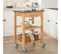 SoBuy Chariot de service Chariot de cuisine avec plan de travail en granit FKW28-SCH