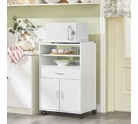 SoBuy Chariot de service Meuble de cuisine micro-ondes avec une étagère coulissante FSB09-W