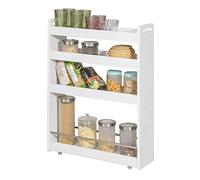 Sobuy Nsr01-W Étagère De Niche À Roulettes En Bois Meuble De Rangement Cuisine Salle De Bain Chariot Placard Alcôve Chariot De Service - 4 Étages Blanc Blanc