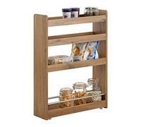 SoBuy Chariot Slim de Rangement à 4 Roues, Étagère Salvaspazio à 4 Niveaux avec Barres Anti-Chute, Unité de Rangement Compacte pour Cuisine, Salle de Bain, Produits de Beauté 60 x 18,5 x 81cm NSR01-PF