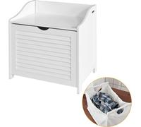 SoBuy FSR40-W Banc de rangement Panier à linge avec sac amovible Blanc, Blanc