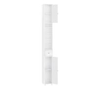 SoBuy Colonne de Salle de Bain Étroite, 20x20 cm, H180 cm, Blanc Brillant | Meuble colonne sur pied : serviettes et produits de toilette. Pour petites salles de bain, recoin de lave-linge BZR167-GW
