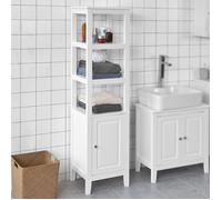 SoBuy FRG205-W Meuble Colonne de Salle de Bain Armoire Toilette haute - Blanc Blanc