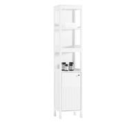 SoBuy Colonne de Salle de Bain Haute, Meuble de Salle de Bain Rangement, Compact Armoire avec Étagère Réglable en Bois Gain de Place, Blanc 30x144x30 cm BZR187-W
