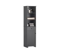 SoBuy Colonne Salle de Bain avec Armoire, 3 Étagères Ouvertes et 1 Tiroir, Meuble Rangement Compact, Salle de Bain ou WC