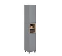 SoBuy Colonne Salle de Bain Haute et Étanche avec Étagères Ouvertes et Portes Meuble de Rangement Salle de Bain Gris en MDF/PB 30x170x30cm BZR147-DG