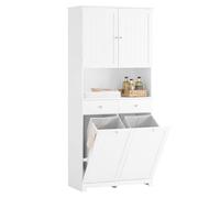 SoBuy Colonne Salle de Bain Rangement avec 2 Paniers à Linge & 2 Tiroirs Meuble Salle de Bain Haut 78x38x181cm Armoire Fermée avec Étagère Ouverte Meuble Rangement Gain de Place pour WC BZR215-W