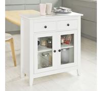 SoBuy® Commode,armoire d'entrée,sideboard,avec 2 tiroirs et 2 portes vitrées,L80,FSB05-W