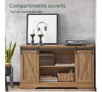 SoBuy FSB60-BR Commode Meuble Bas Placard de Rangement Buffet avec Porte de Grange Coulissante Armoire à Chaussures Commode à Chaussures