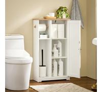 SoBuy Commode de salle de bain avec support pour rouleau de papier toilette Commode Armoire de salle de bain Meuble de salle de bain Sideboard Armoire d'entrée Armoire de salle de bain blanc LHT env :