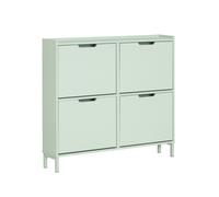 SoBuy Meuble à Chaussures 4 Abattants Fin et Compact - Rangement d’Entrée Design pour 12-20 Paires - Vert, 100x19x91cm, FSR100-GR