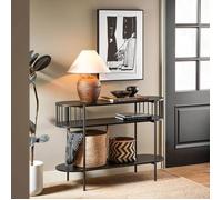 SoBuy Console d’Entrée Industrielle 3 Niveaux avec Rangement, Table Console pour Salon ou Couloir, Bois et Métal Noir 110x39x76 cm