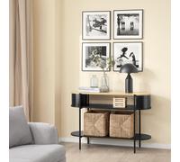 SoBuy Console de couloir en bois et métal, table console avec compartiments de rangement, design industriel, console 110×39×76 cm Noir FSB102-SCH