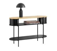 SoBuy Console d'Entrée Console avec Rangement Meuble de Couloir Multifonction Design Industriel Moderne pour Entrée, Salon ou Bureau Meuble Bois et Noir L110cm x P39cm x H76cm FSB102-SCH