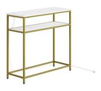 SoBuy | Console d'entrée Or | Table d'appoint avec prises intégrées | Meuble télé en MDF | 80×30×75 cm | Capacité de charge 30 kg | FSB106-E-G Doré