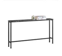 SoBuy Console entrée Effet marbre 120x20x65cm pour entrée | Meuble couloir style industriel, plateau effet marbre noir, pieds métal, charge 50kg, design moderne FSB19-SCH