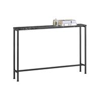 SoBuy Console Entrée Meuble Couloir Étagère Arrière Canapé - Plateau Effet Marbre Noir et Pieds Métal - Style Industriel Moderne pour Salon, Bureau, Chambre - 120x20x80cm - FSB19-XL-SCH
