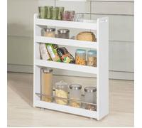Sobuy Nsr01-W Étagère De Niche À Roulettes En Bois Meuble De Rangement Cuisine Salle De Bain Chariot Placard Alcôve Chariot De Service - 4 Étages Blanc Blanc