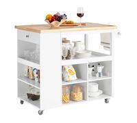 SoBuy FKW97-WN Desserte sur roulettes Meuble de Rangement Cuisine en Bois Blanc