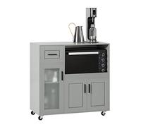 SoBuy FSB78-HG Meuble Micro-Ondes Buffet Commode sur roulettes Armoire de Cuisine Multi-Rangement avec 3 Portes, 1 Tiroir, 1 Compartiment
