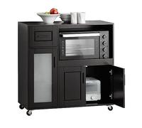 SoBuy Desserte à roulettes, Îlot Central avec Roues, Meuble de Rangement pour Cuisine, Support Micro-Ondes, Desserte Mobile pour Salle à Manger et Bureau à Domicile 88,5 x 40 x 89 cm Noir FSB78-SCH