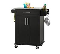 SoBuy Desserte Cuisine à roulettes avec Freins et Plan INOX, 80x90x46 cm
