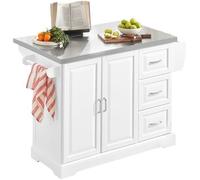 SoBuy Desserte de Cuisine à roulettes Îlot Central avec Plan de Travail Extensible 2 Tiroirs et Étagères Réglables Chariot Mobile pour Cuisine ou Salle à Manger 130 x 46 (+ 25) x 91 cm FKW41-ST