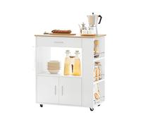 SoBuy Desserte Cuisine à roulettes Meuble Cuisine Rangement Desserte de Cuisine Plan de Travail Cuisine Buffet Cuisine Petit Meuble de Rangement Blanc 75x46x83 cm FKW113-WN