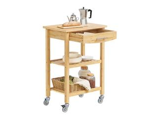 SoBuy Desserte Cuisine en Bambou Carbonisé - Chariot de Cuisine en Bois à Roulettes, Antibactérien, Résistant à l’Humidité, Sans Odeur, Idéal pour Cuisine, Maison & Salle à Manger 58×40×86 cm FKW135-N