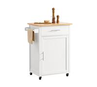 SoBuy Desserte Cuisine Meuble Cuisine Meuble de Rangement Desserte à roulettes Chariot de Cuisine avec Tiroir Porte Plan de Travail Petit Meuble 68x46x90 cm FKW102-WN