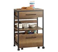 SoBuy Desserte de Cuisine à roulettes - Chariot de Rangement avec 2 Tiroirs et Étagère, Petit Meuble Cuisine Bas Industriel en Acier, pour Petits Espaces, Appartements, Cuisine 60x45x90cm FKW118-PF