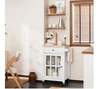 SoBuy Desserte de Cuisine à Roulettes Chariot de Service avec Tiroir et Porte-Serviette L63xP46xH88cm Blanc