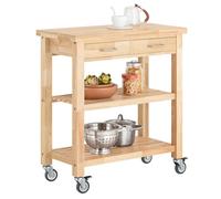 SoBuy Desserte de Cuisine à roulettes en hévéa, 2 tiroirs, 80×40×90 cm