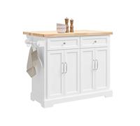 SoBuy Desserte de Cuisine à roulettes, Îlot Central avec Plan de Travail Extensible Chariot Mobile pour Cuisine ou Salle à Manger, Meuble de Cuisine avec Rangement Blanc 115x(46-71)x92 cm FKW71-II-WN