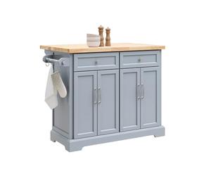 SoBuy Desserte de Cuisine à roulettes, Îlot Central avec Plan de Travail Extensible Chariot Mobile pour Cuisine ou Salle à Manger, Meuble de Cuisine avec Rangement Gris 115x46/71x92 cm FKW71-II-HG