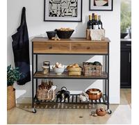 SoBuy Desserte de Cuisine Industrielle sur Roulettes avec 2 Tiroirs et 2 Étagères, Grand Rangement Mobile, 100x45x93 cm, FKW112-PF