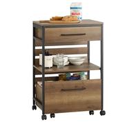 SoBuy Desserte de Cuisine Roulante Industrielle avec 2 Tiroirs & Étagère Chariot Multifonction à Roulettes 60x45x90cm