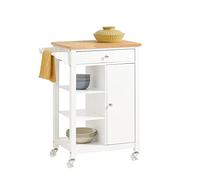 SoBuy Desserte roulante, 4 Roues, 3 étagères & Porte-Serviettes, 68x86x40cm | Chariot de Cuisine de Service, plan lavable, 2 niches, charge plan 20 kg/niveau 10 kg, MDF/PB, pour cuisine & repas, FKW46-WN