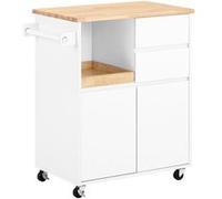 SoBuy Desserte Roulante avec Plateau, 2 Tiroirs et 2 Portes, Blanche Blanc