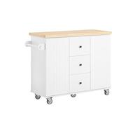 SoBuy Desserte Roulante Buffet Meuble de Rangement Cuisine de Service îlot de Cuisine avec Plans de Travail 3 Tiroirs et 2 Portes Armoire de Rangement, Blanc, 116x45x92 cm, FKW96-II-WN