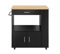 SoBuy Desserte Cuisine à roulettes avec Tiroir et Étagère Latérale, Meuble Rangement Cuisine Noir 75x46x83 cm